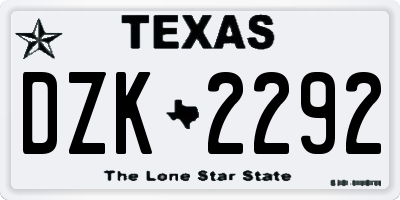 TX license plate DZK2292