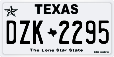 TX license plate DZK2295