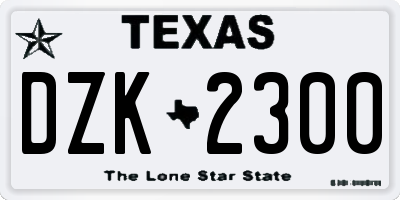 TX license plate DZK2300