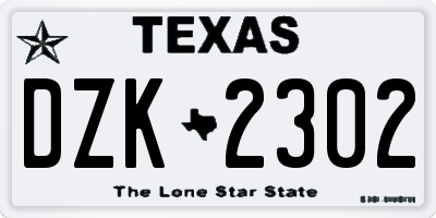 TX license plate DZK2302