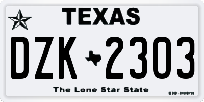TX license plate DZK2303