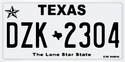 TX license plate DZK2304