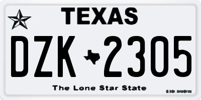 TX license plate DZK2305