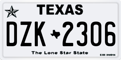 TX license plate DZK2306