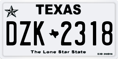 TX license plate DZK2318