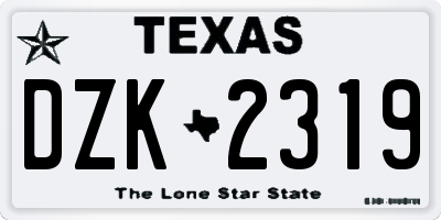 TX license plate DZK2319