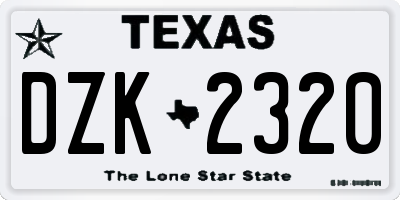 TX license plate DZK2320