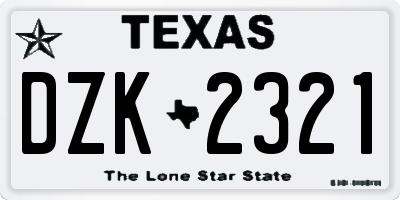 TX license plate DZK2321