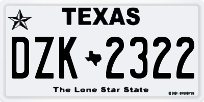 TX license plate DZK2322