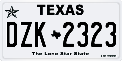 TX license plate DZK2323