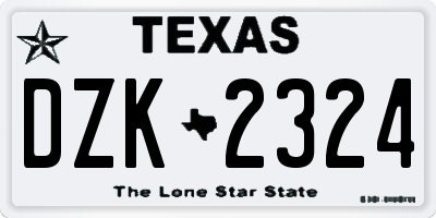 TX license plate DZK2324