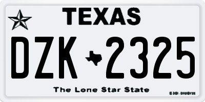 TX license plate DZK2325