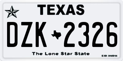 TX license plate DZK2326