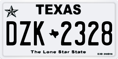 TX license plate DZK2328