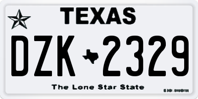 TX license plate DZK2329