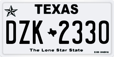 TX license plate DZK2330