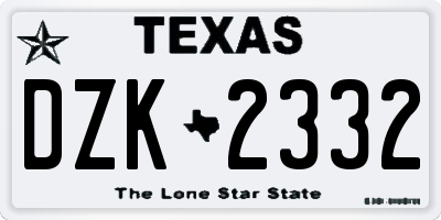 TX license plate DZK2332