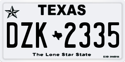 TX license plate DZK2335