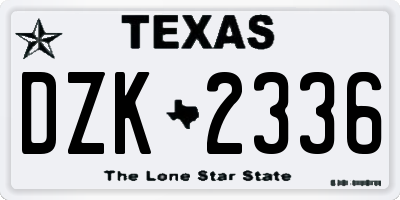 TX license plate DZK2336