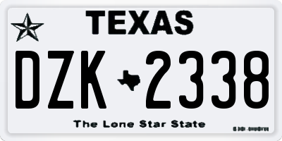 TX license plate DZK2338