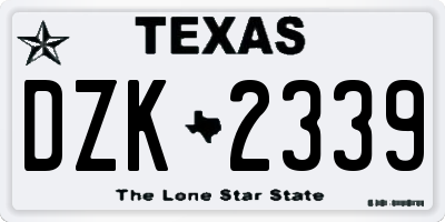 TX license plate DZK2339