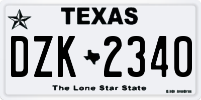 TX license plate DZK2340