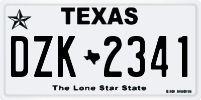 TX license plate DZK2341