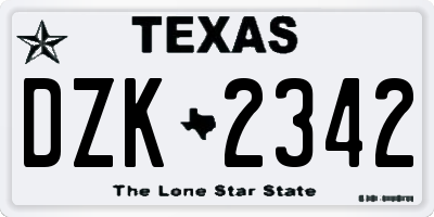 TX license plate DZK2342