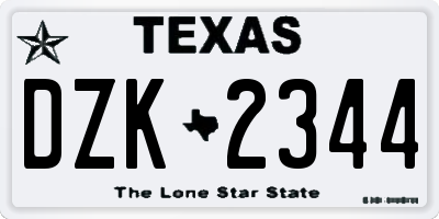 TX license plate DZK2344