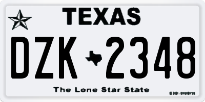 TX license plate DZK2348