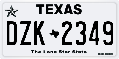 TX license plate DZK2349