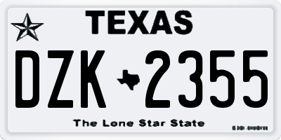 TX license plate DZK2355