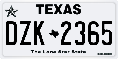 TX license plate DZK2365