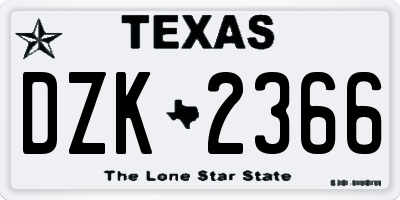 TX license plate DZK2366