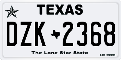 TX license plate DZK2368