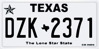 TX license plate DZK2371