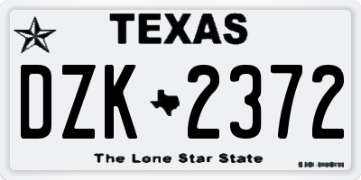 TX license plate DZK2372