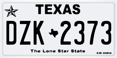 TX license plate DZK2373