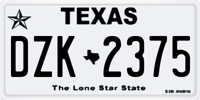 TX license plate DZK2375