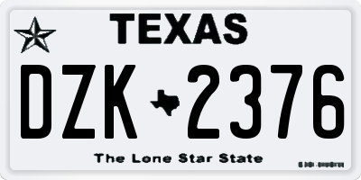 TX license plate DZK2376