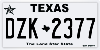 TX license plate DZK2377