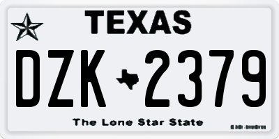 TX license plate DZK2379