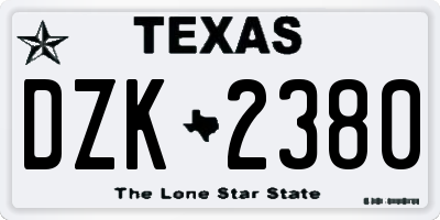 TX license plate DZK2380