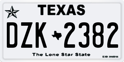 TX license plate DZK2382