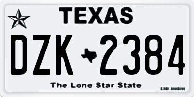 TX license plate DZK2384