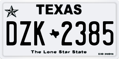 TX license plate DZK2385