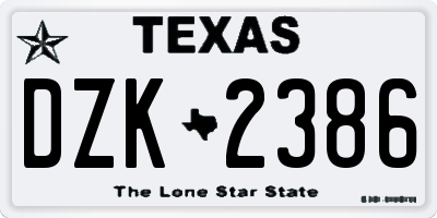 TX license plate DZK2386