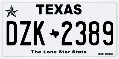 TX license plate DZK2389