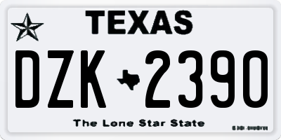 TX license plate DZK2390