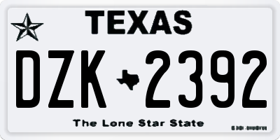 TX license plate DZK2392